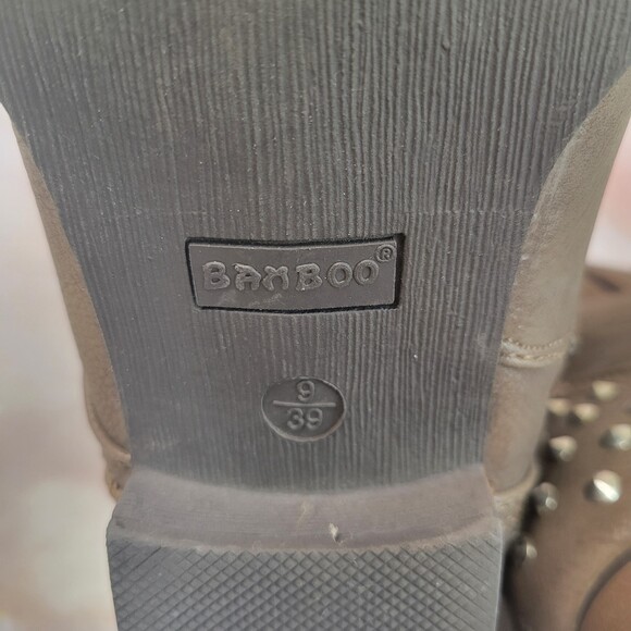 Bamboo Rascal taupe studded vegan leather calf height boots size 9 - Picture 7 of 13